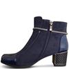 REDZ WOMENS DIAMANTE STRAP ANKLE BOOT - NAVY SUEDE