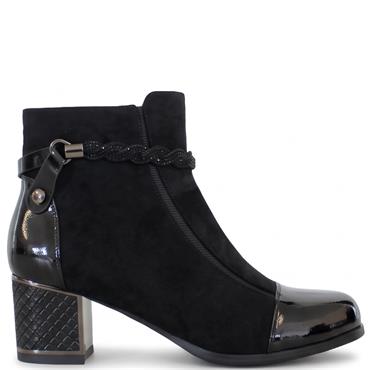 REDZ WOMENS DIAMANTE STRAP ANKLE BOOT - BLACK