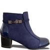 REDZ WOMENS DIAMANTE STRAP ANKLE BOOT - NAVY SUEDE
