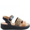 HEAVENLY FEET WOMENS SANDAL - BLACK LEOPARD TAN