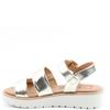 HEAVENLY FEET WOMENS SANDAL - TAN GOLD WHITE