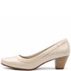 NINE TO FIVE MED HEEL COURT SHOE - BEIGE PATENT
