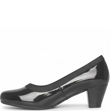 NINE TO FIVE MED HEEL COURT SHOE - BLACK PATENT