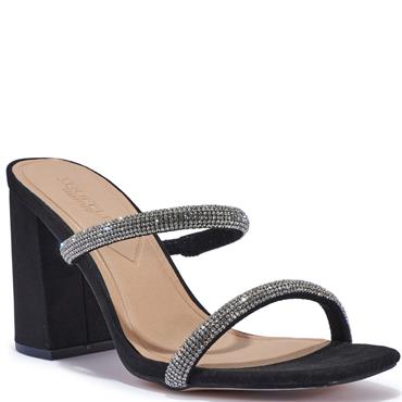 TRUFFLE WOMENS MID HEEL SANDAL - BLACK