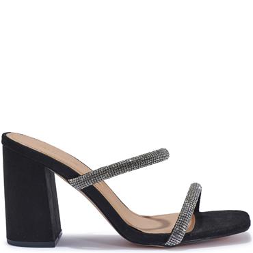 TRUFFLE WOMENS MID HEEL SANDAL - BLACK