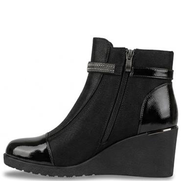 REDZ WOMENS WEDGE ANKLE BOOT - BLACK