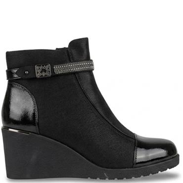 REDZ WOMENS WEDGE ANKLE BOOT - BLACK