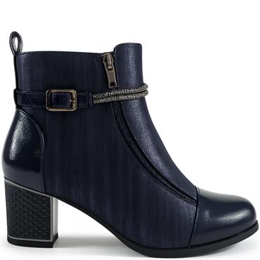 REDZ WOMENS ZIP ANKLE BOOT - NAVY