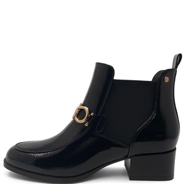 NINE TO FIVE WOMENS ZIP CHELSEA BOOT - BLACK PATENT