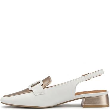 V CONTE WOMENS LOW HEEL SLING BACK - WHITE