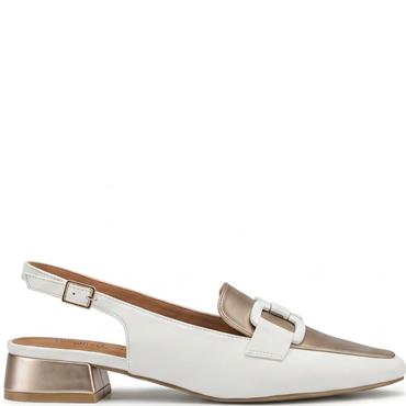 V CONTE WOMENS LOW HEEL SLING BACK - WHITE