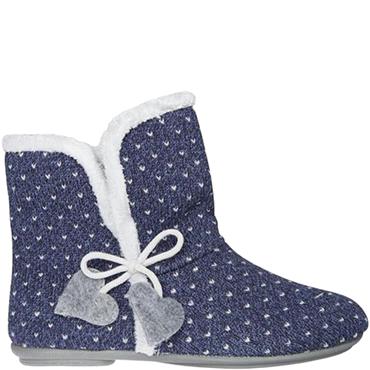 BEREVERE WOMENS BOBBLE BOOT SLIPPER - NAVY