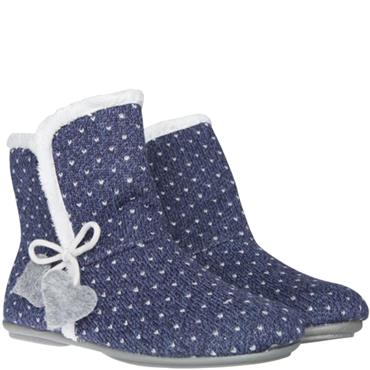 BEREVERE WOMENS BOBBLE BOOT SLIPPER - NAVY