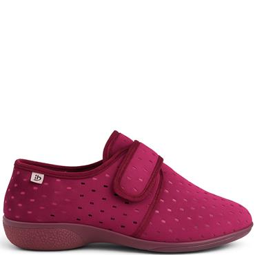 BEREVERE WOMENS STRAP SLIPPER - BURGUNDY SUEDE