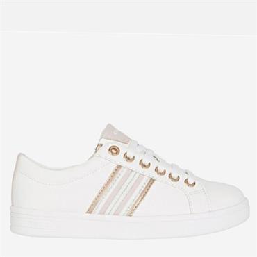 GEOX GIRLS LACE ZIP TRAINER - WHITE ROSE