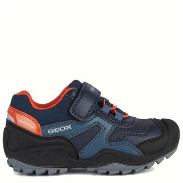 GEOX BOYS WATERPROOF STRAP TRAINER - NAVY ORANGE