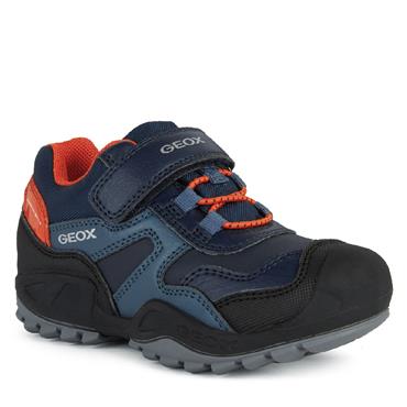 GEOX BOYS WATERPROOF STRAP TRAINER - NAVY ORANGE