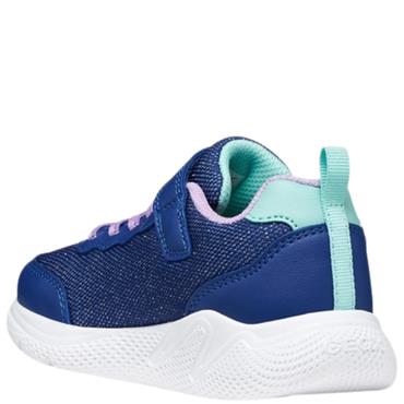 GEOX GIRLS GLITTER STRAP TRAINER - BLUE LILAC
