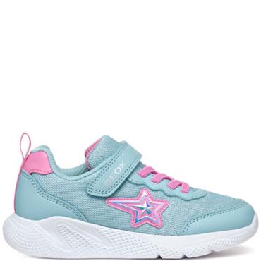 GEOX GIRLS GLITTER STRAP TRAINER - BLUE PINK