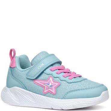 GEOX GIRLS GLITTER STRAP TRAINER - BLUE PINK