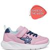GEOX GIRLS GLITTER STRAP TRAINER - PINK BLUE