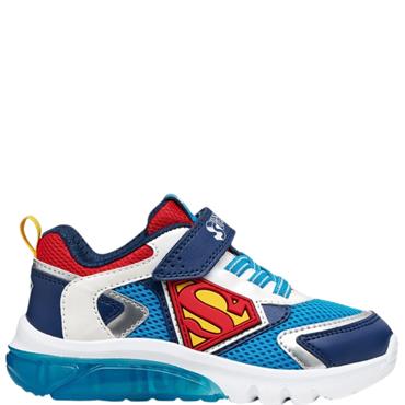 GEOX KIDS SUPERMAN LIGHTS STRAP TRAINER - BLUE RED