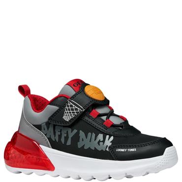 GEOX KIDS LOONEY TUNES LIGHTS TRAINER - BLACK RED