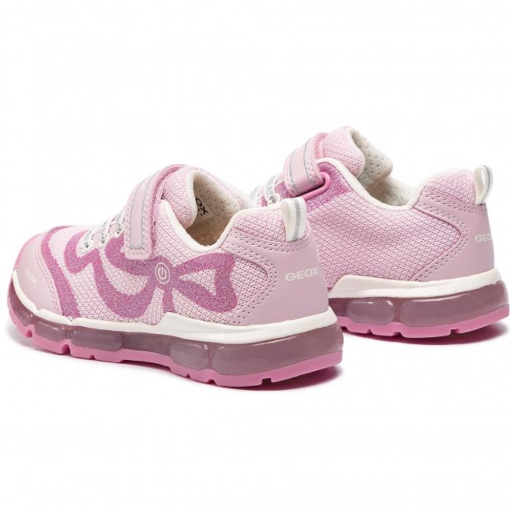 GEOX GIRLS VEL LACE LIGHTS RUNNER PINK Paul Byron Shoes Ireland
