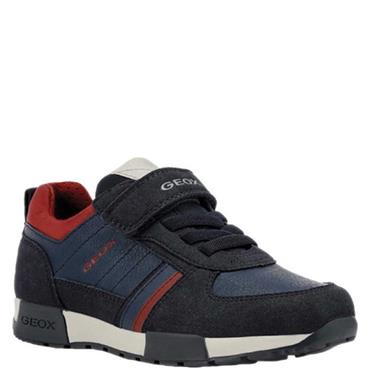 GEOX BOYS VELCRO LACE TRAINER - NAVY RED