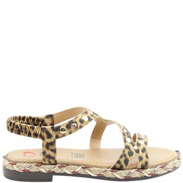 HEAVENLY FEET WOMENS FLAT STRAP SDANDAL - SAND ANIMAL PRINT