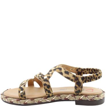 HEAVENLY FEET WOMENS FLAT STRAP SDANDAL - SAND ANIMAL PRINT