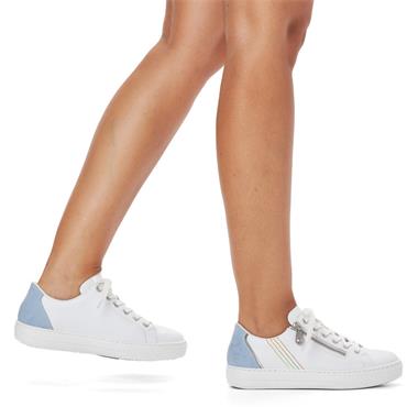 RIEKER WOMENS ZIP LACE TRAINER - WHITE