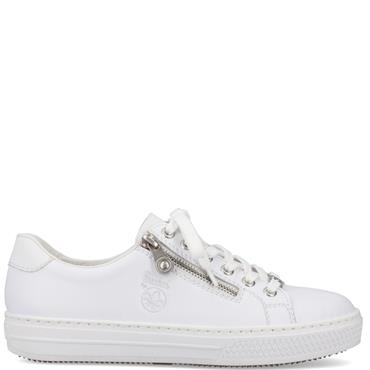 RIEKER WOMENS ZIP LACE TRAINER - WHITE