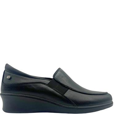 LAURA AZANA WOMENS COMFORT SLIP ON SHOE - BLACK LEATHER