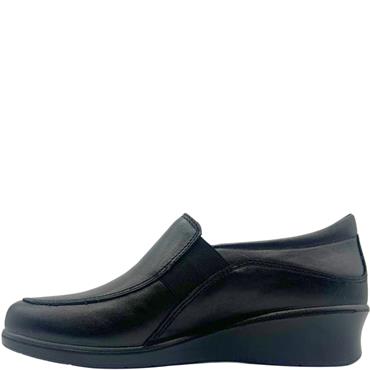LAURA AZANA WOMENS COMFORT SLIP ON SHOE - BLACK LEATHER