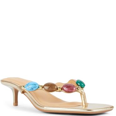TRUFFLE WOMENS LOW HEEL SANDAL - GOLD