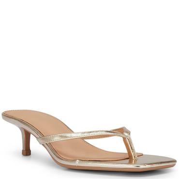 TRUFFLE WOMENS MID HEEL SANDAL - GOLD