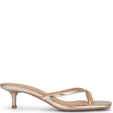 TRUFFLE WOMENS MID HEEL SANDAL - GOLD