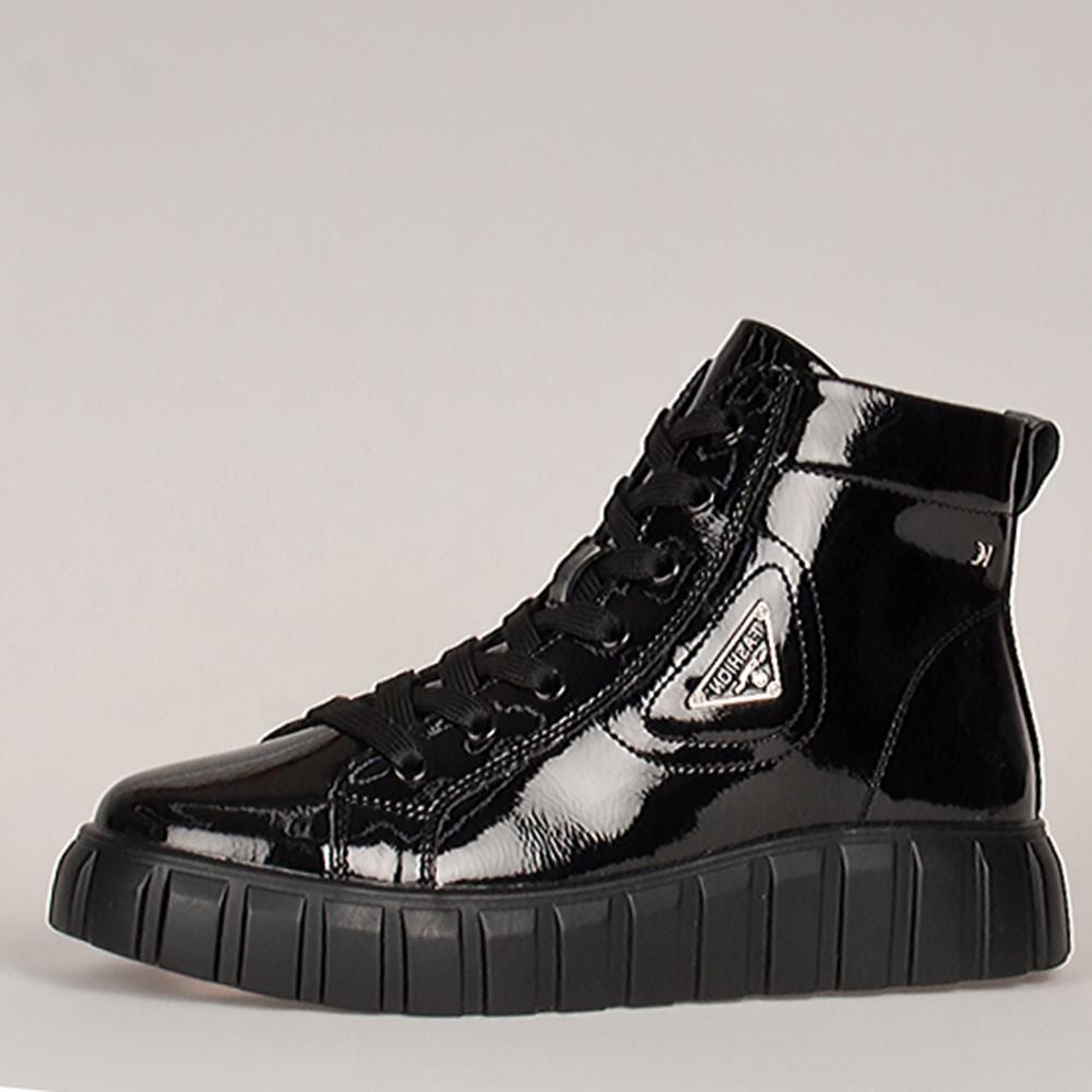 KATE APPLEBY WOMENS LACE ANKLE BOOT BLACK PATENT Paul Byron Shoes