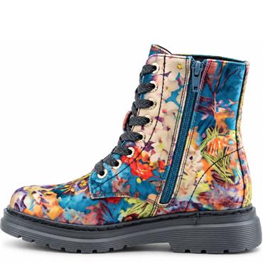 HEAVENLY FEET WOMENS ZIP LACE ANKLE BOOT - BLACK VELOUR