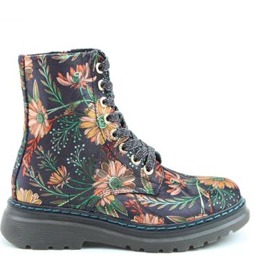 HEAVENLY FEET WOMENS ZIP LACE ANKLE BOOT - BLACK DAISY