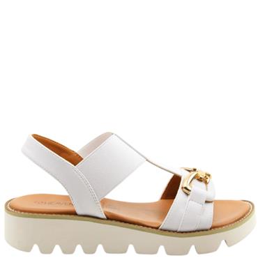 HEAVENLY FEET WOMENS WEDGE STRAP SANDAL - WHITE