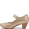REDZ WOMENS MID HEEL STRAP COURT SHOE - GOLD