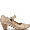 REDZ WOMENS MID HEEL STRAP COURT SHOE - GOLD
