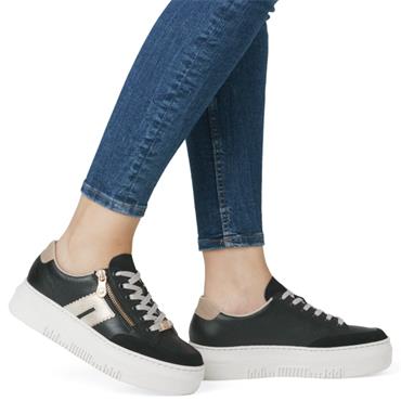 RIEKER WOMENS ZIP LACE TRAINER - BLACK