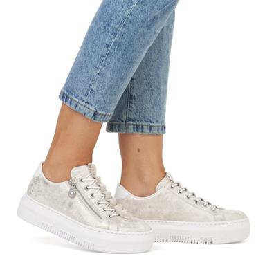 RIEKER WOMENS ZIP CORD TRAINER - BEIGE