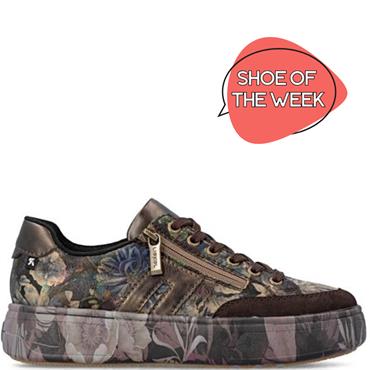 RIEKER WOMENS ZIP TRAINERS - BROWN