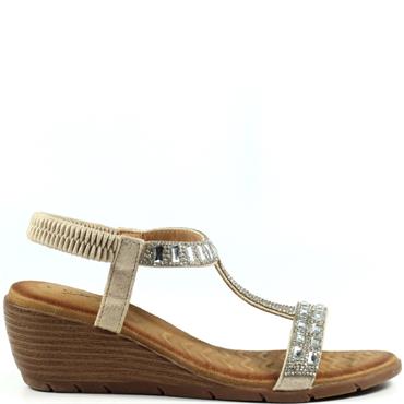 LUNAR WOMENS WEDGE STRAP SANDAL - SILVER