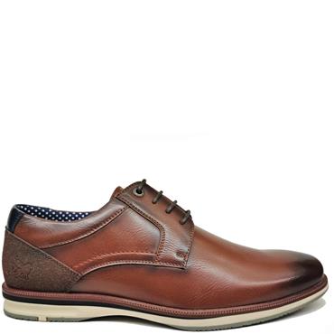MARCOZZI MENS LACE CASUAL SHOE - COGNAC