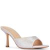 TRUFFLE WOMENS MID HEEL SANDAL - SILVER SATIN